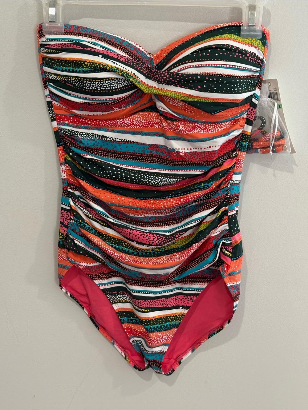 New Anne Cole 8 Multicolor Striped One-Piece Swimsuit w Straps 497